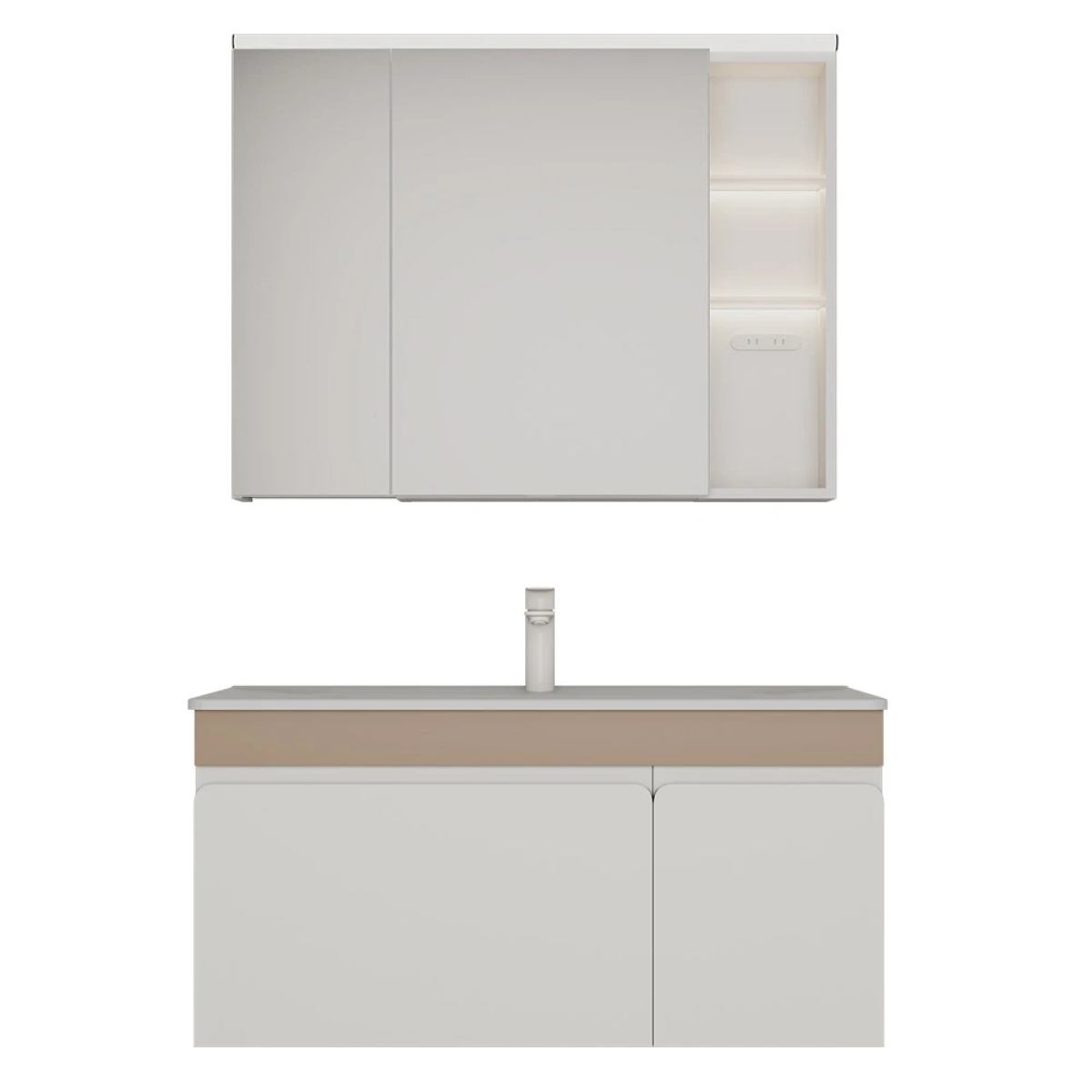 Tủ chậu lavabo HEGII BC6300-100 – Phong cách Bắc Âu, lưu trữ thông minh, gương LED cảm ứng