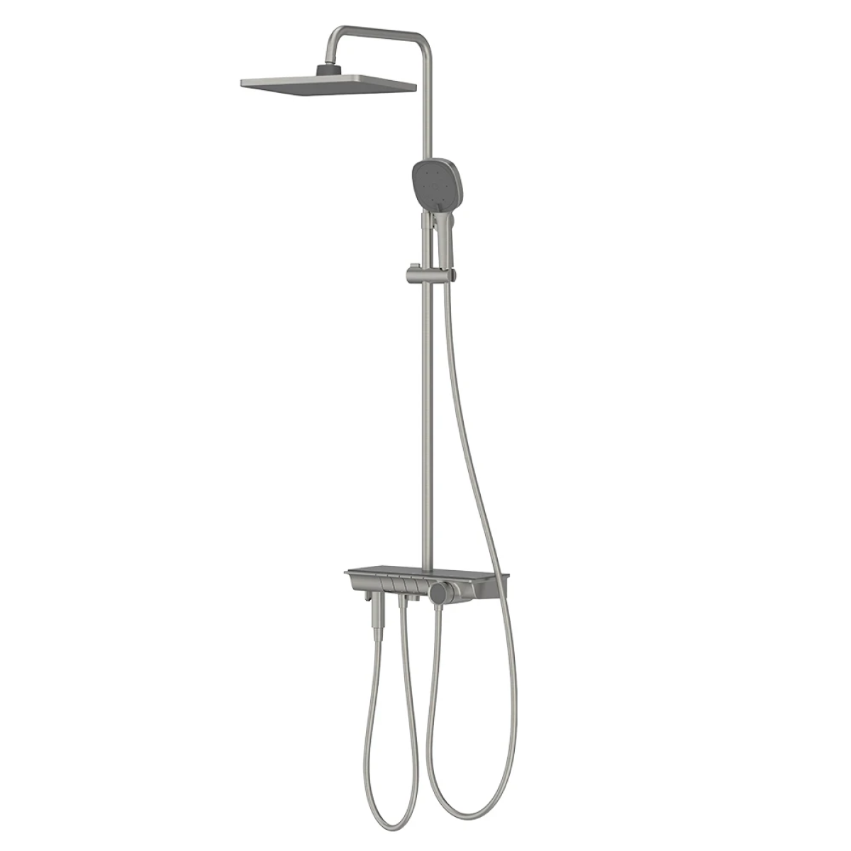 Sen cây nóng lạnh HEGII LMF195-334-SN – Nút bấm Piano thông minh, 5 chế độ phun, hoàn thiện PVD ghi xám xước cao cấp