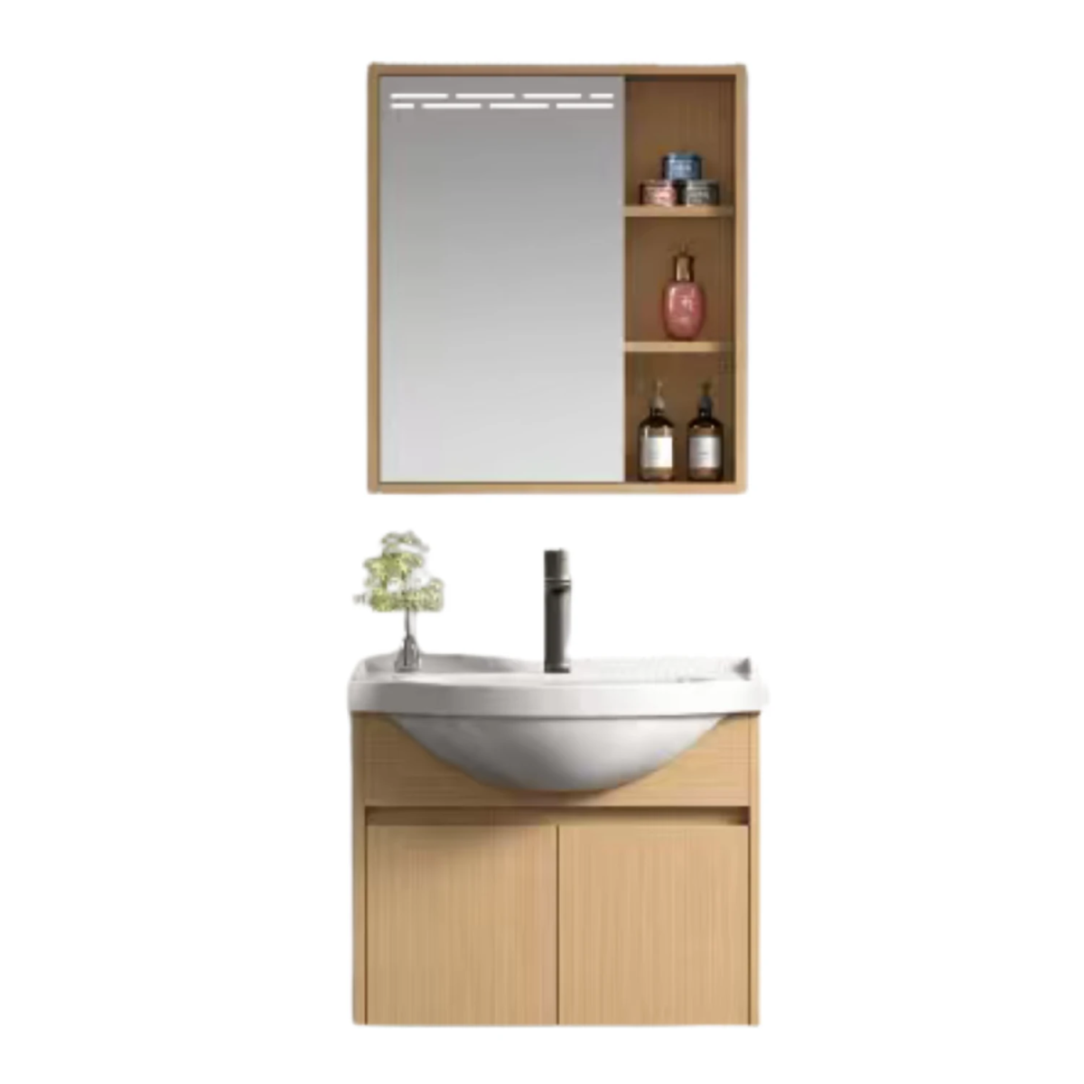 Tủ chậu lavabo HEGII BC50161-065-02 – Thiết kế nhỏ gọn 65cm, lavabo bo cong hiện đại