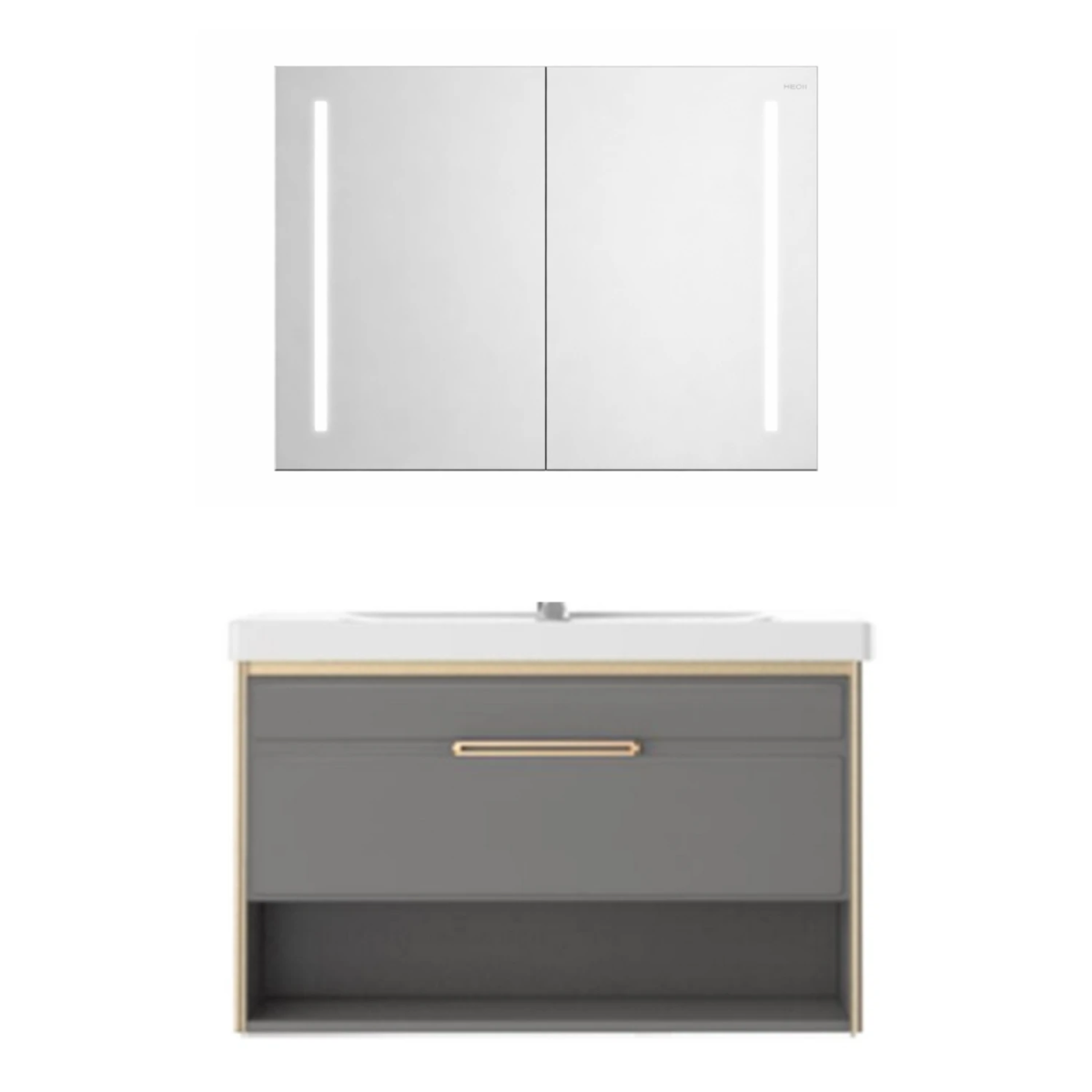 Tủ chậu lavabo HEGII BC6092-090 – Thiết kế tối giản hiện đại, gương LED 90cm