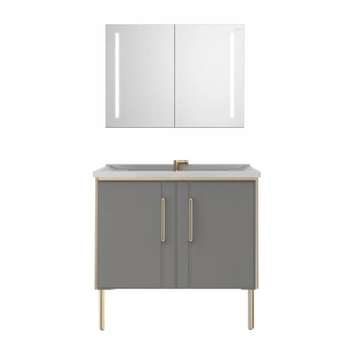 Tủ chậu lavabo HEGII BC6093-090 – Gương LED hiện đại, thiết kế kim loại cao cấp 90cm