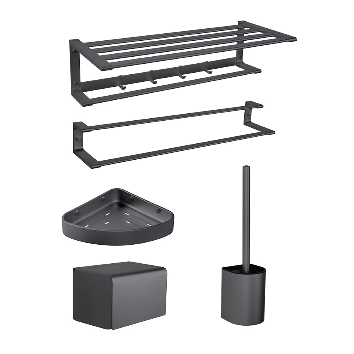 Bộ phụ kiện phòng tắm HEGII HMP838K05-SN – Gấp gọn thông minh, xám xước cao cấp