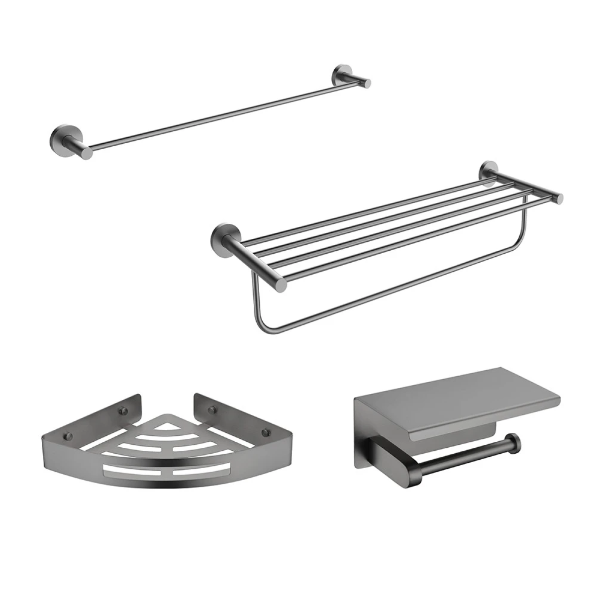 Bộ phụ kiện phòng tắm HEGII HMP860K04-SN – Inox 304 xám xước cao cấp