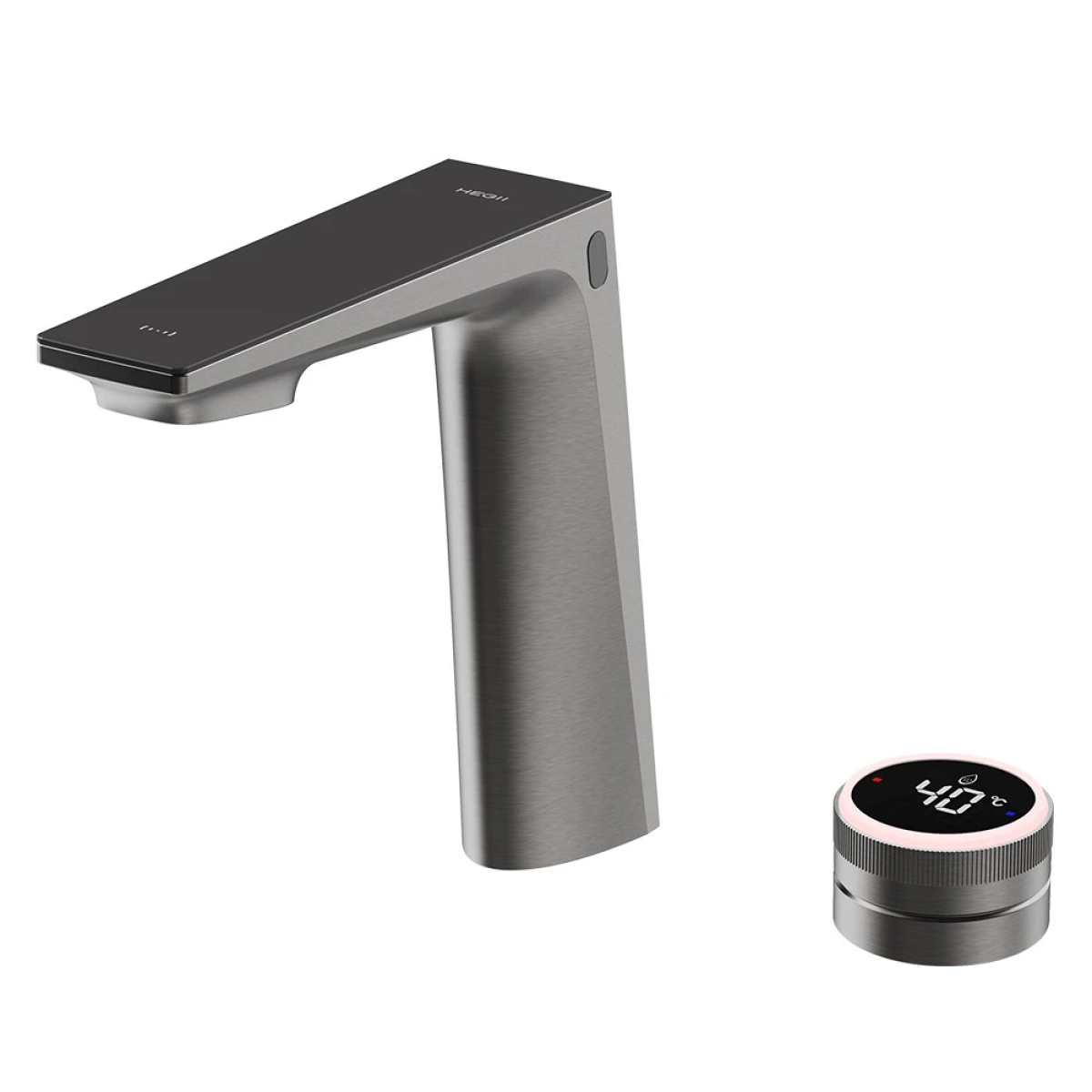 Vòi lavabo cảm ứng HEGII LML169-120-SN – Hiển thị nhiệt độ, mạ PVD ghi xám cao cấp