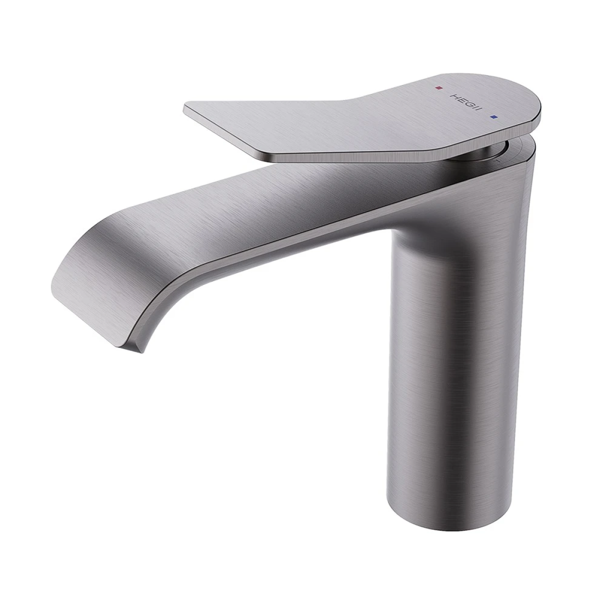 Vòi lavabo HEGII LML179-111-SN – Thiết kế thác nước, mạ PVD ghi xám cao cấp