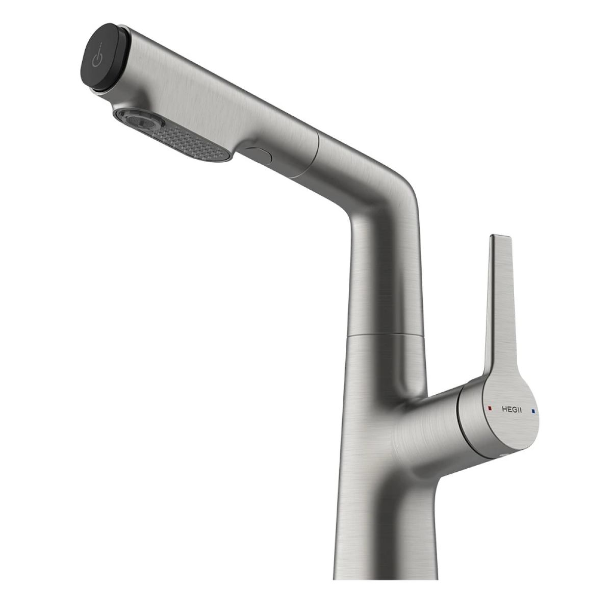 Vòi lavabo dây rút HEGII LML180-115-SN – PVD ghi xước cao cấp, đa chế độ nước, kéo rút linh hoạt