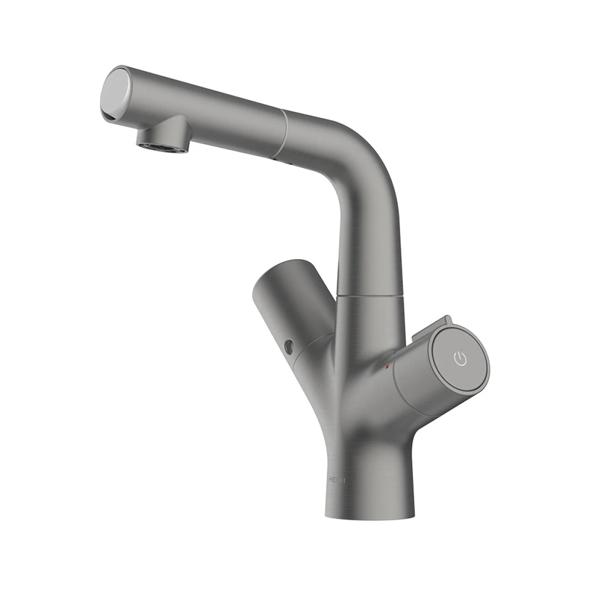 Vòi lavabo dây rút HEGII LML181-115-SN – Lọc khử clo, PVD ghi xước cao cấp, kéo rút linh hoạt