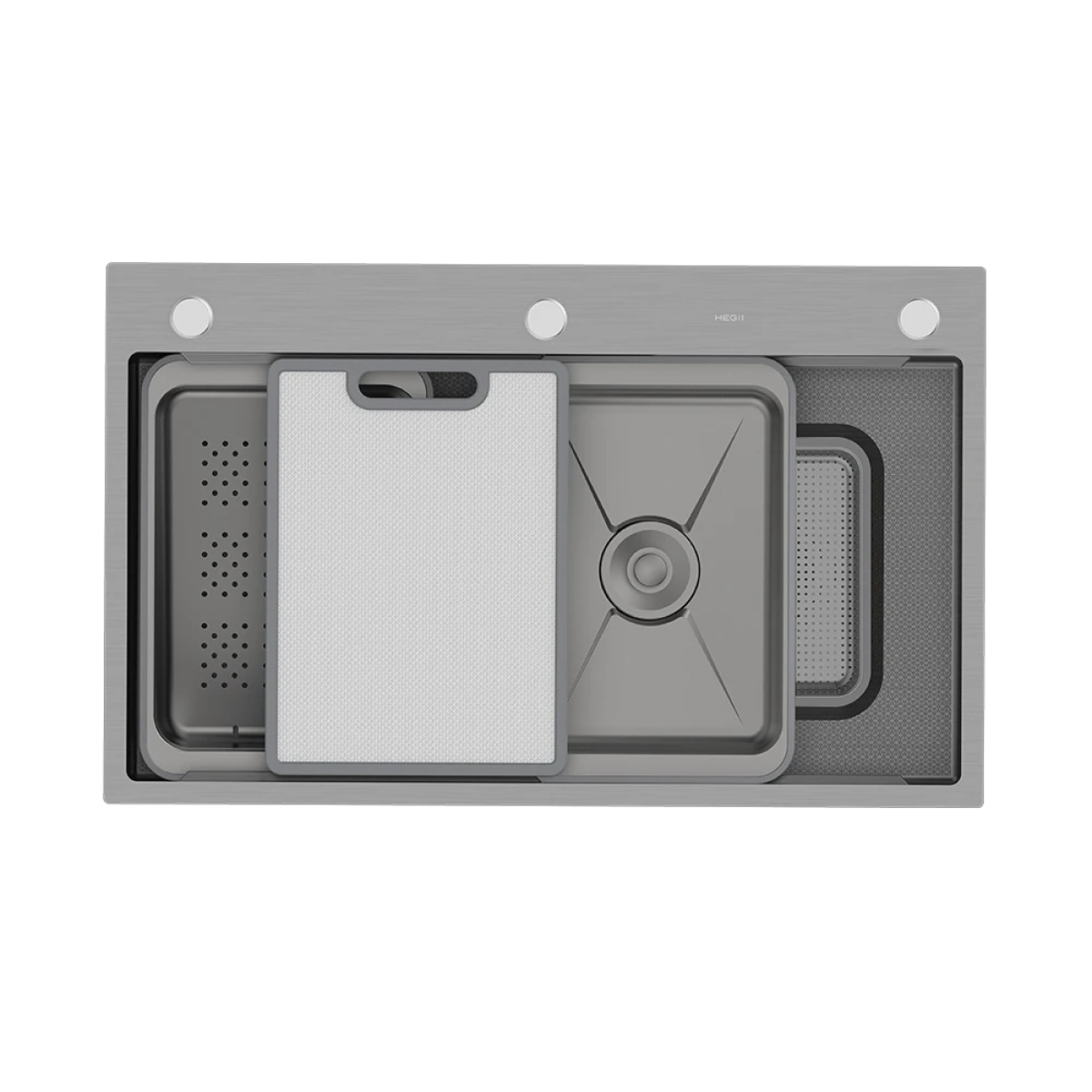 Chậu rửa bát HEGII LMB121C-078-SN – Workstation đa năng, Inox 304 dày 3mm, phủ nano kháng khuẩn