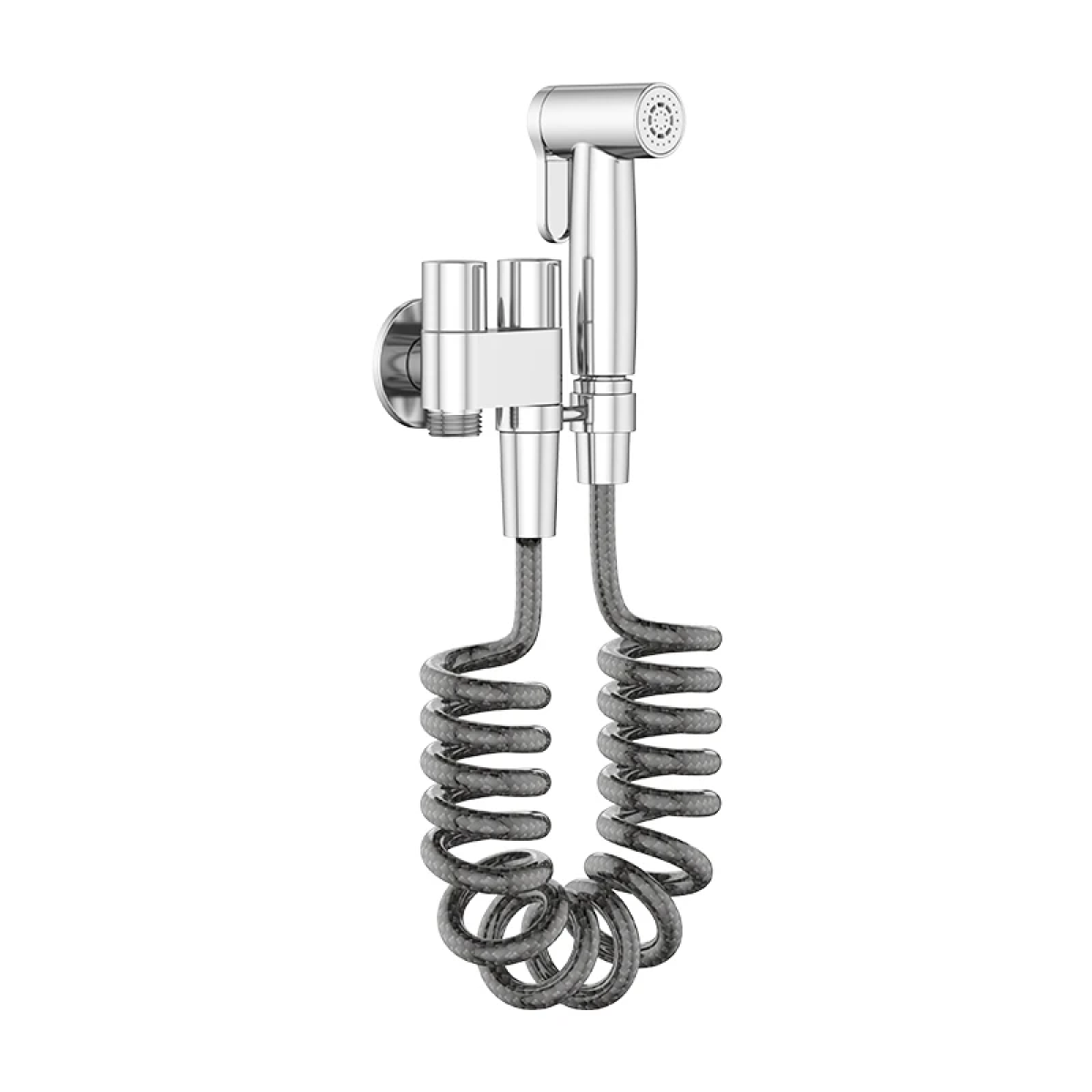 Vòi xịt vệ sinh HEGII LMH025 – Bộ xịt toilet cao cấp, dây xoắn linh hoạt, hoàn thiện chrome sáng bóng