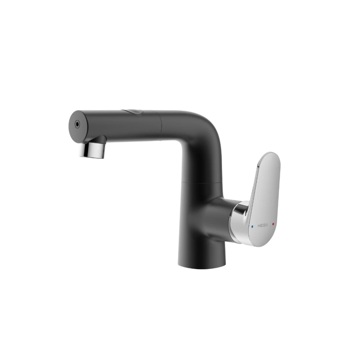 Vòi lavabo dây rút HEGII HMF119-115-BC – Vòi lavabo rút kéo PVD đen hiện đại cao cấp