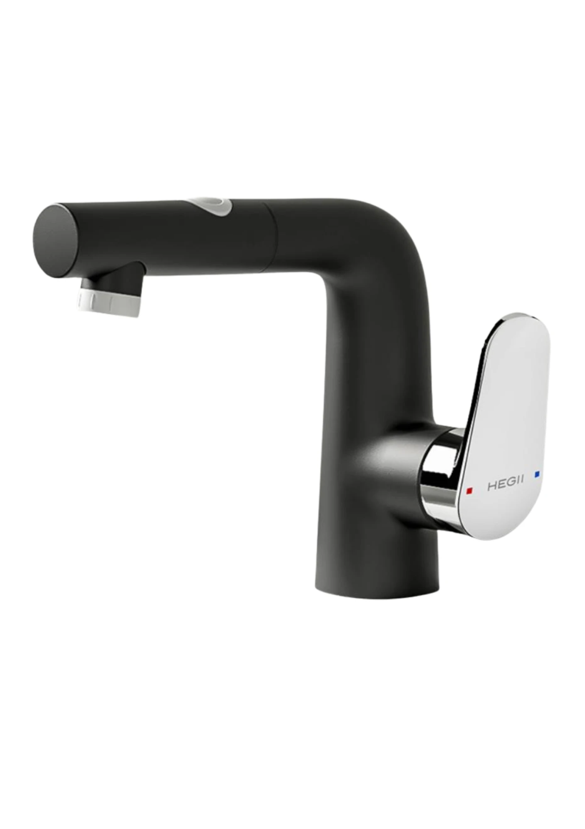 Vòi lavabo dây rút HEGII HMF119-115-BC – Vòi lavabo rút kéo PVD đen hiện đại cao cấp