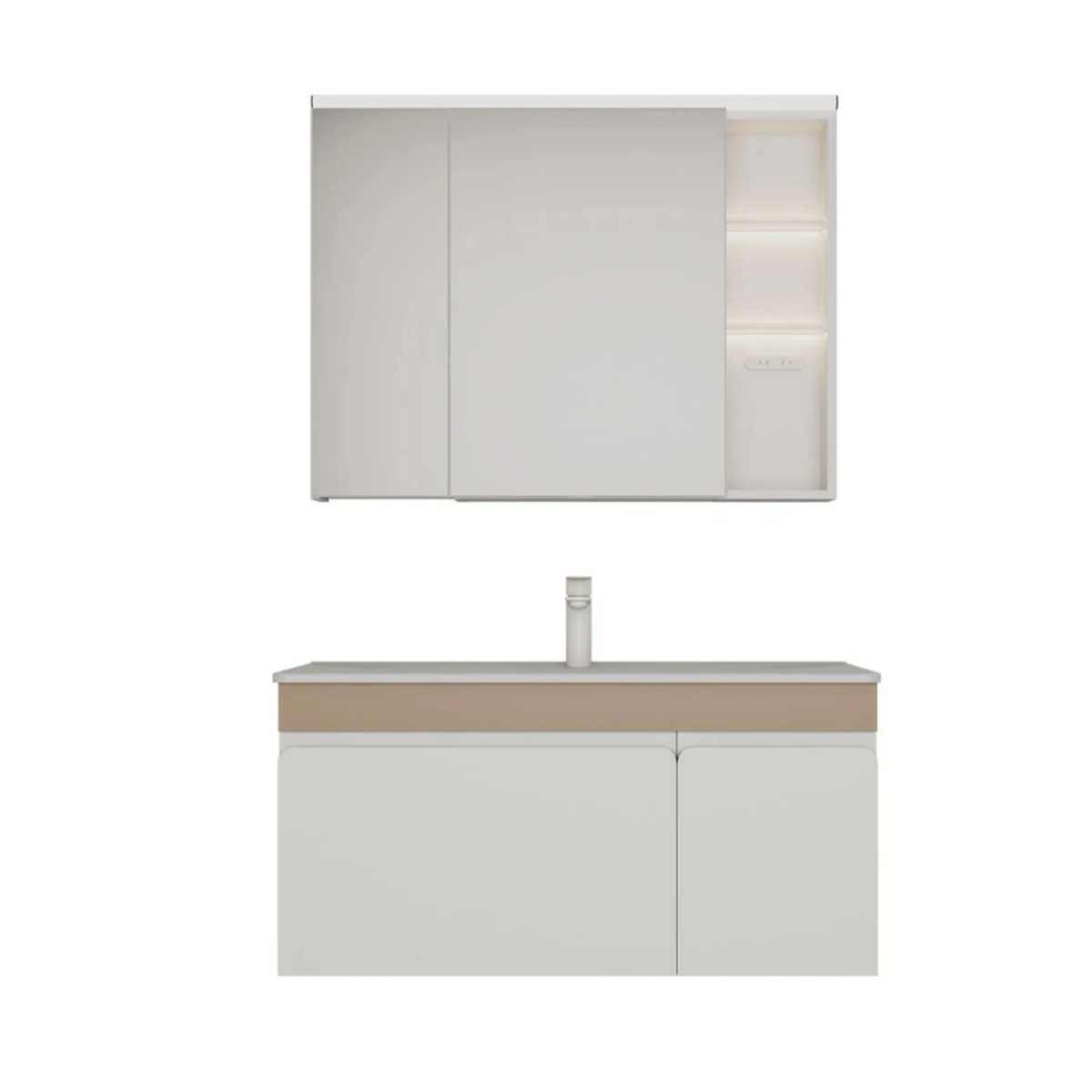Tủ chậu lavabo HEGII BC6300-100 – Phong cách Bắc Âu, lưu trữ thông minh, gương LED cảm ứng