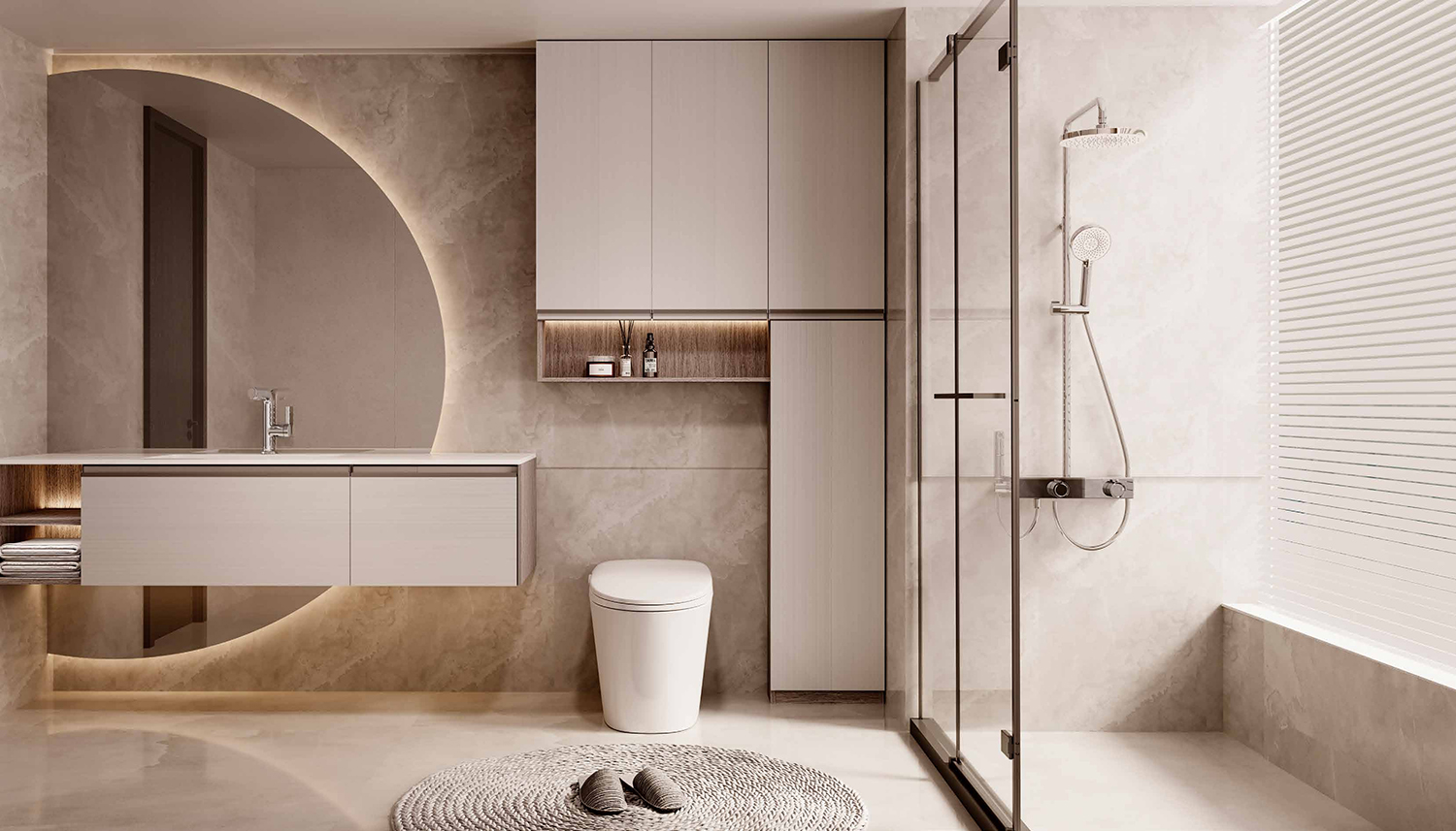 Phòng tắm căn hộ gia đình năng động